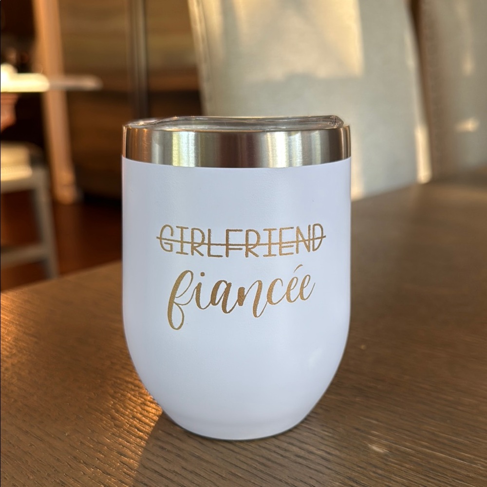 White and Gold Fiancée Tumbler